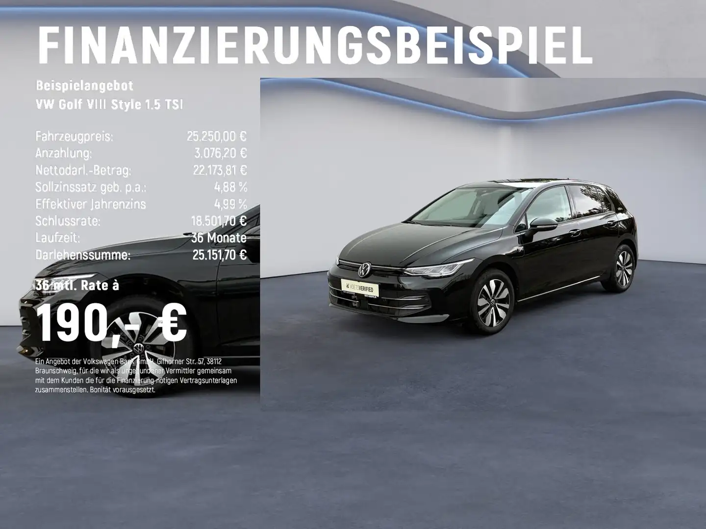 Volkswagen Golf VIII Style 1.5 TSI RearView+NAVI+LED Schwarz - 2