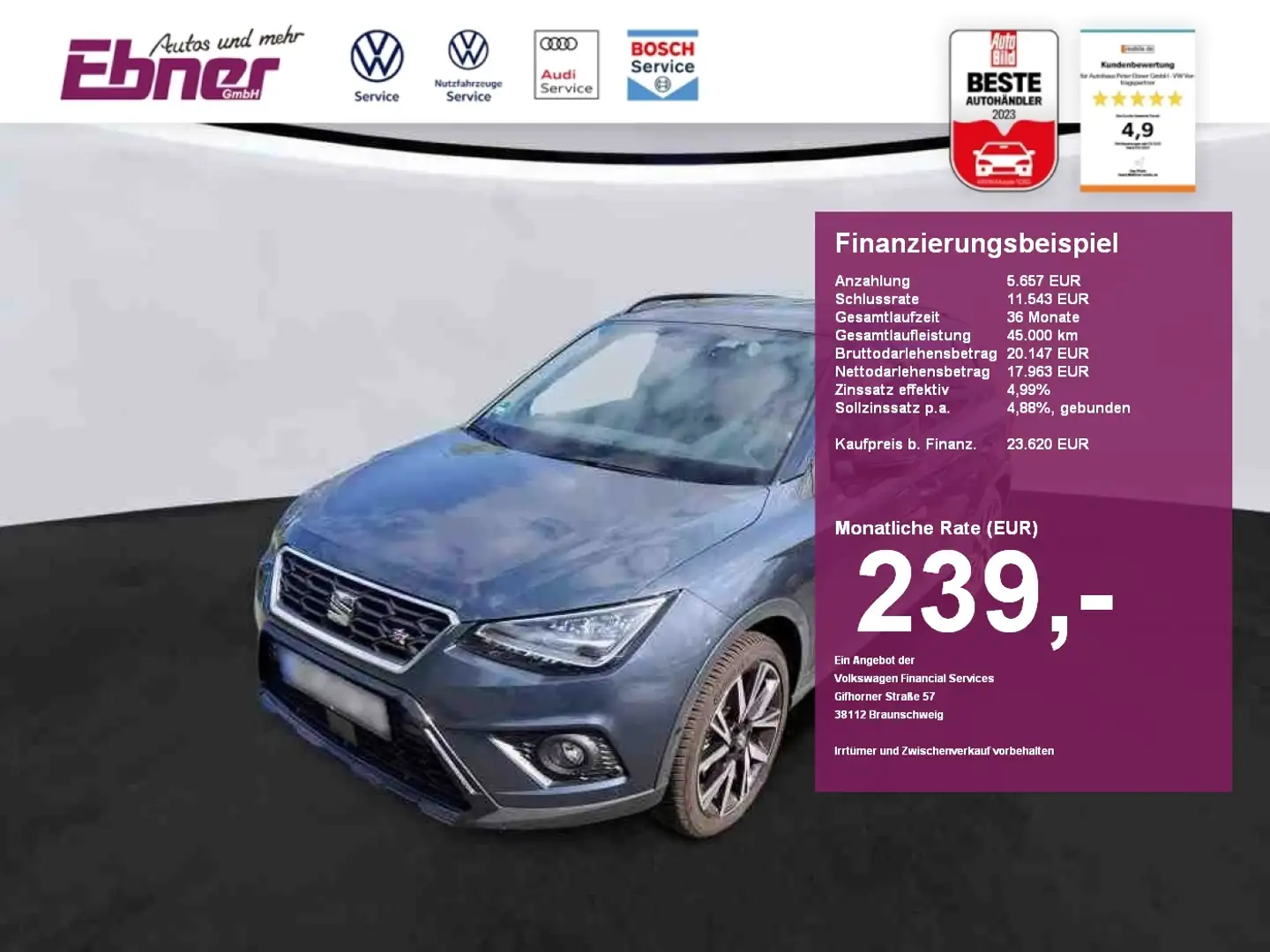 SEAT Arona FR EDITION 1.5TSI 150PS DSG ACC+LED+BEATS+NAVI+18 Noir - 1