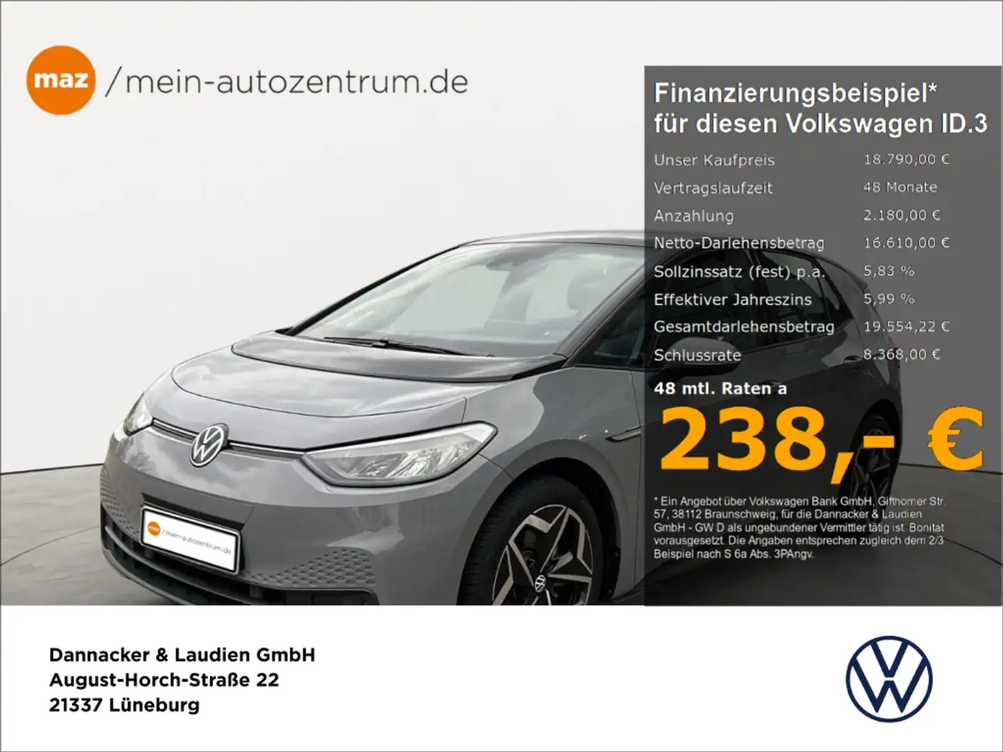 Volkswagen ID.3 Pure Performance 55kWh Alu LED ACC PDC Navi Sitzhe Grau - 1