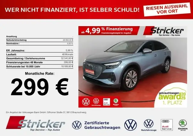 Audi Q4 e-tron 40 Sportback 299,-ohne Anzahlung Navi Kamera