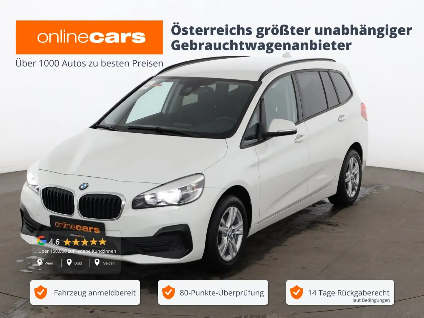 BMW 216 d Gran Tourer Advantage Aut 7-SITZER NAVI TEMP Weiß - 1