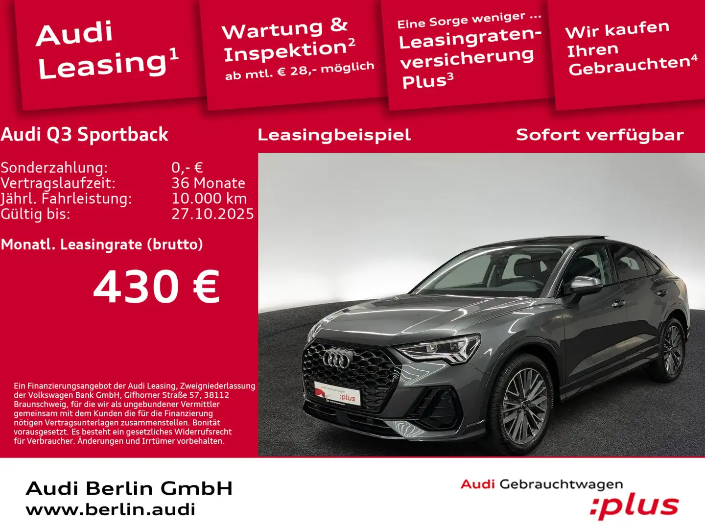 Audi Q3 S line 35 TFSI S tr. AHK PANO NAVI Grau - 1
