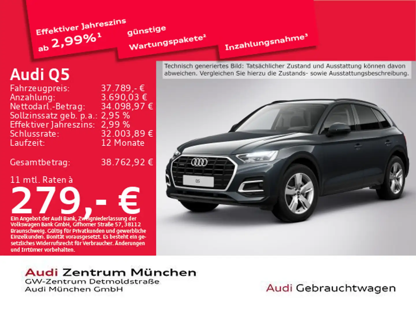 Audi Q5 40 TDI qu. S tronic Virtual/Navi+/Privacy Grau - 1