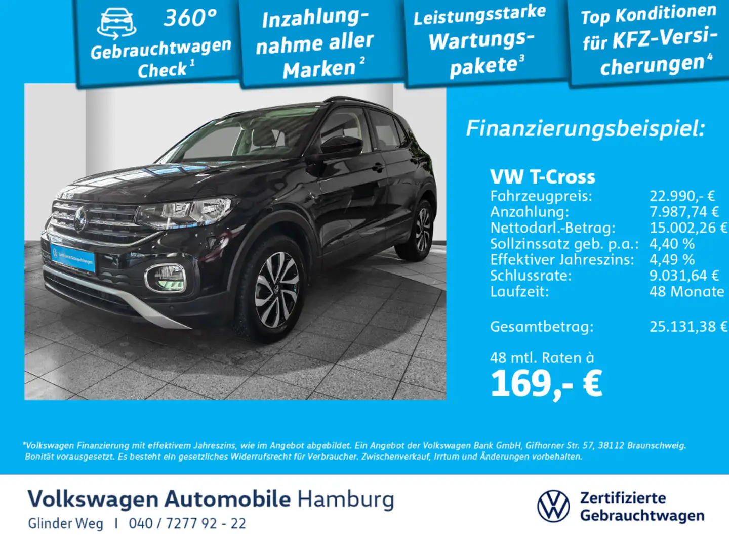 Volkswagen T-Cross 1.0 TSI Active DSG Ganzjahresreifen AppC Schwarz - 1