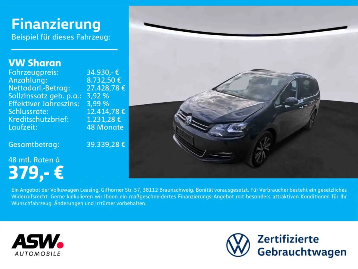Volkswagen Sharan Highline 1.4TSI Bi-Xenon NAVI 7Sitzer AHK Grau - 1