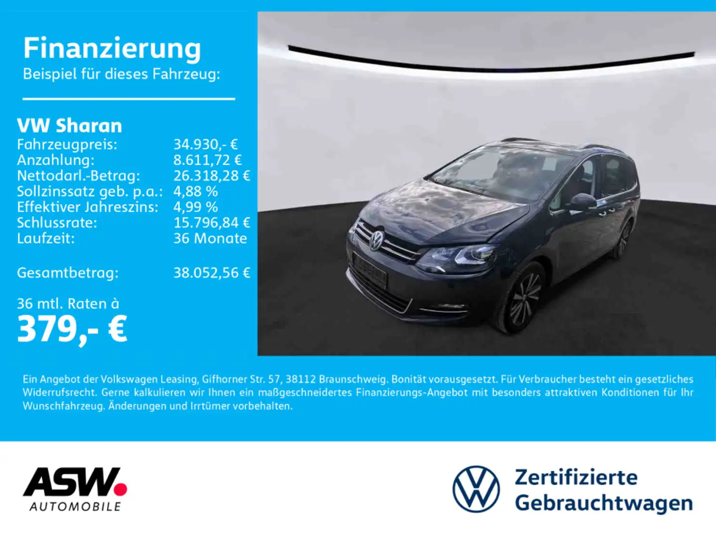 Volkswagen Sharan Highline 1.4TSI Bi-Xenon NAVI 7Sitzer AHK Grau - 1
