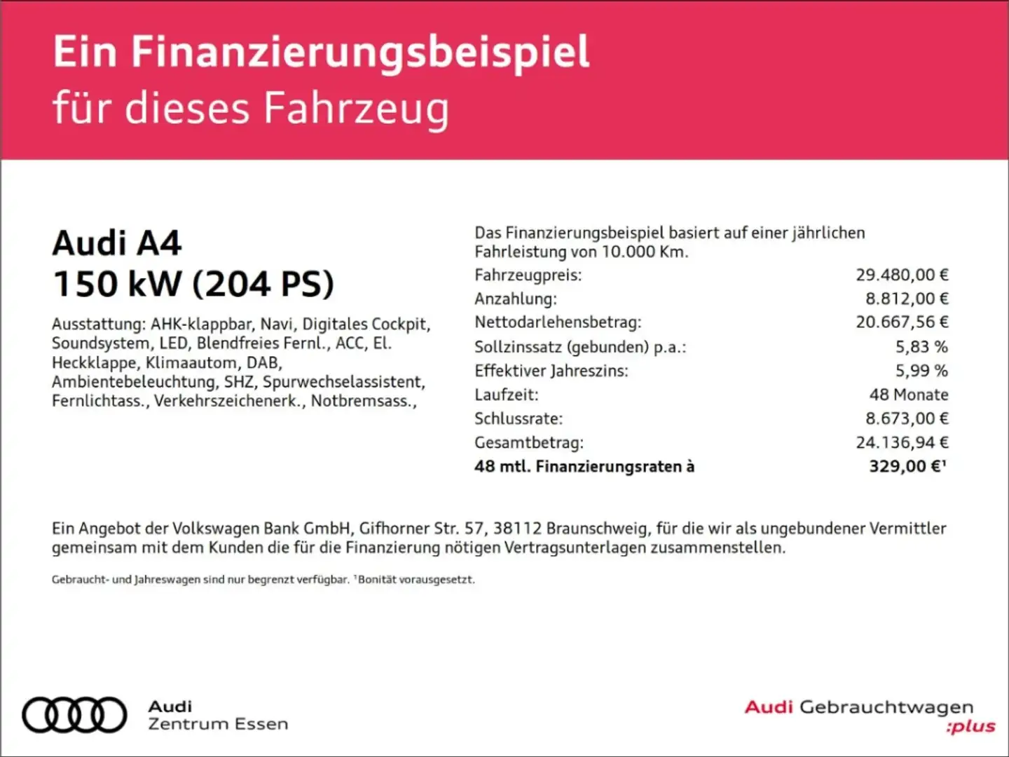 Audi A4 AVANT 40 TFSI S-LINE S-TRONIC LED AHK PLUS   SHZ Schwarz - 2