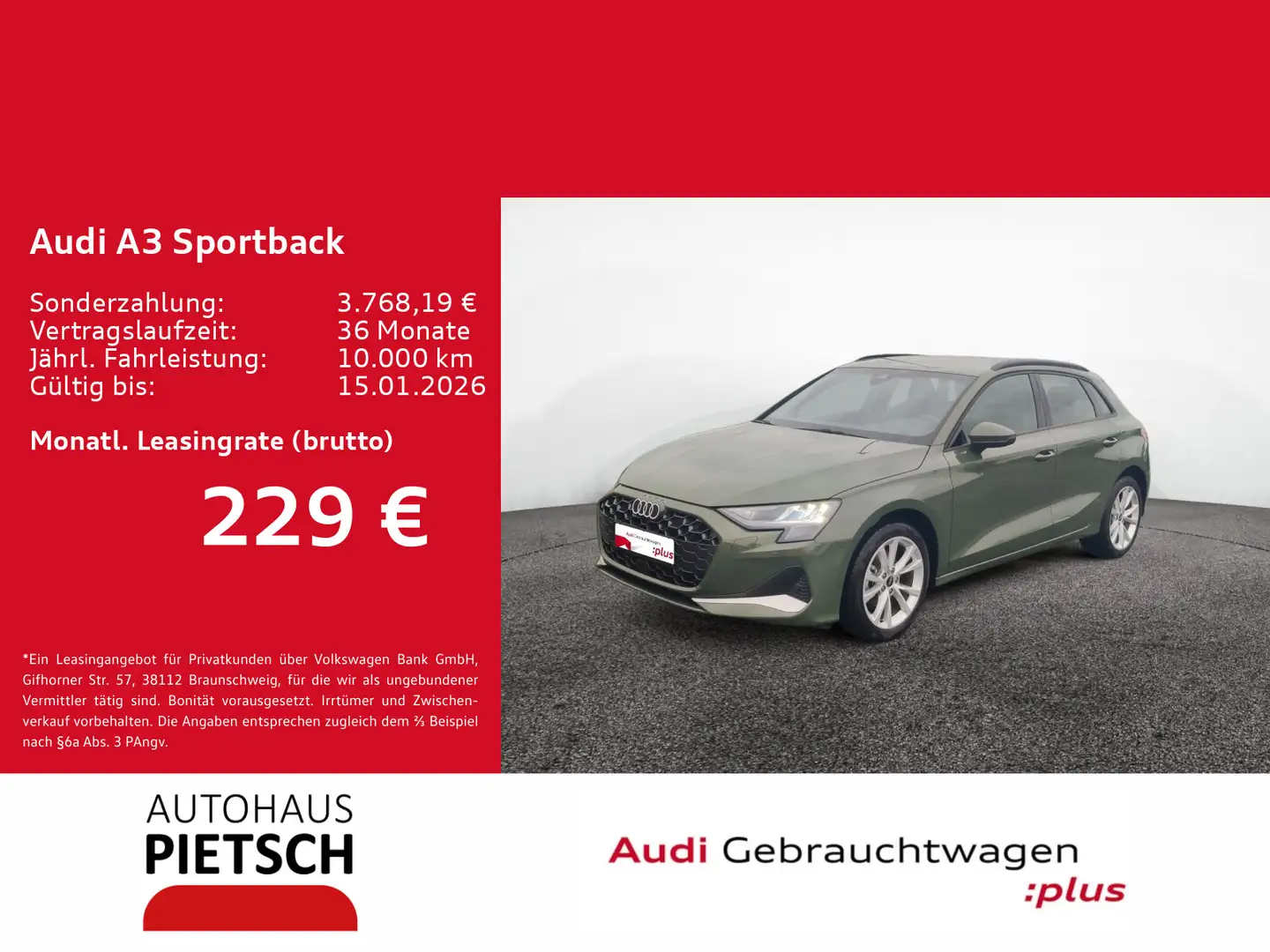 Audi A3 35 TFSI S-tronic advanced AHK Navi Grün - 1