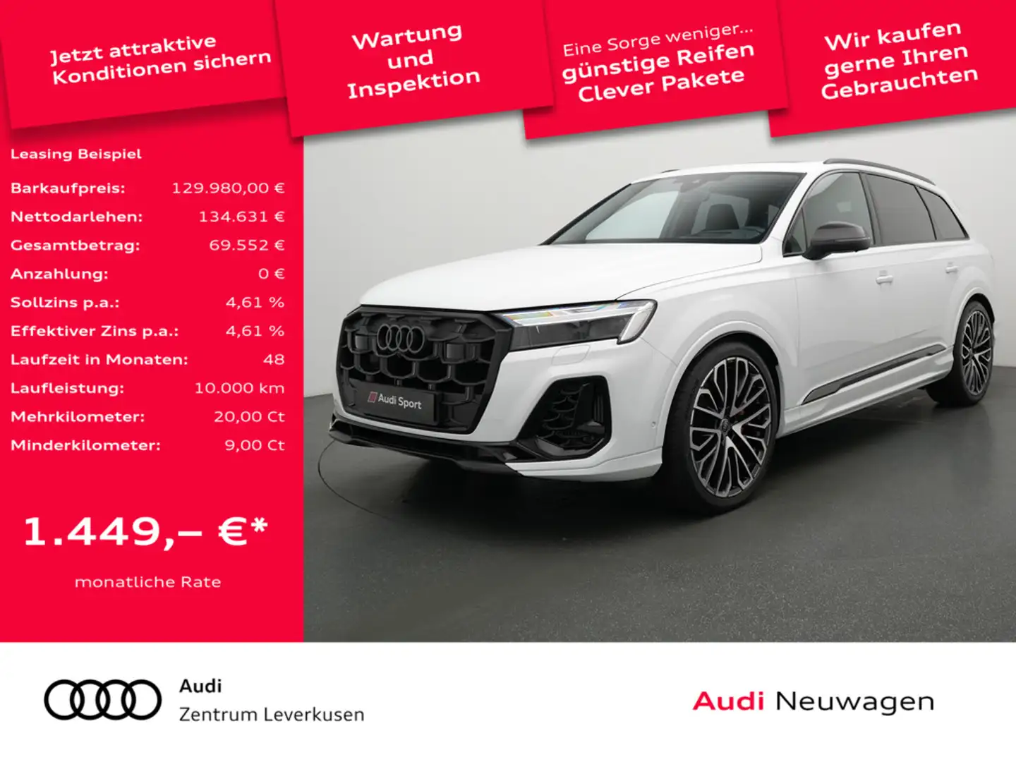 Audi SQ7 B&O STANDHZ CARBON AHK LASER KAM360° PANO Blanc - 1