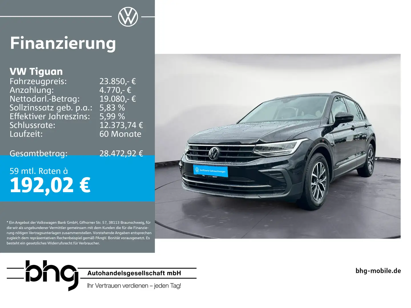 Volkswagen Tiguan 1.5 TSI AHK Kamera DigitalCockpit App-Con Noir - 1