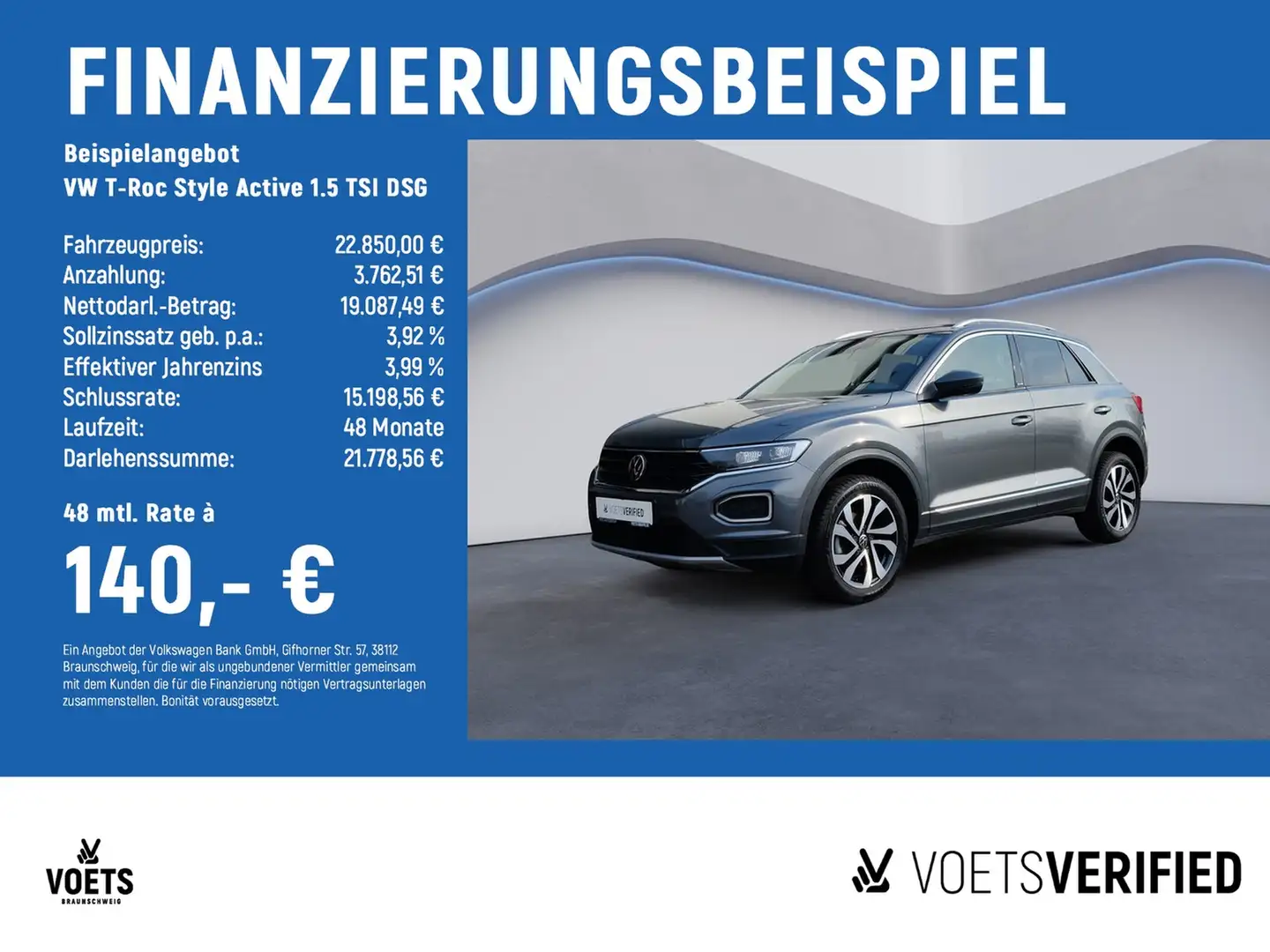 Volkswagen T-Roc Style Active 1.5 TSI DSG LED+STANDHZG+NAVI Grijs - 2