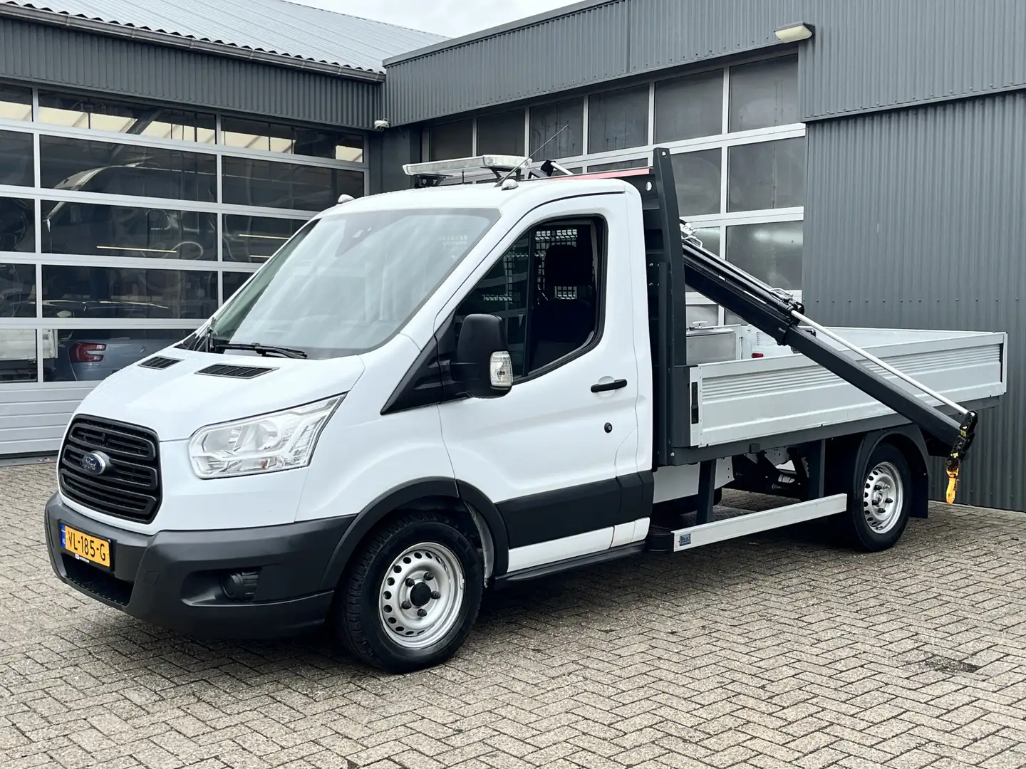 Ford Transit 310 2.2 TDCI Openlaadbak Pick-up Hiab 013T laadkra Wit - 2