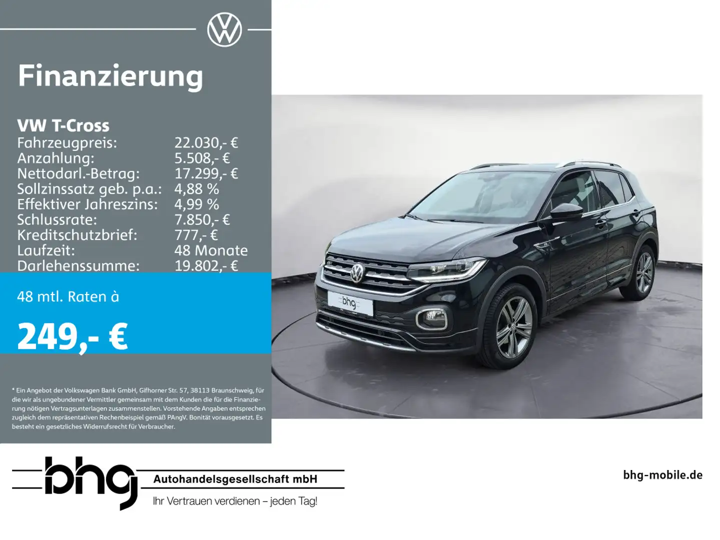 Volkswagen T-Cross 1.0 TSI OPF Schwarz - 1
