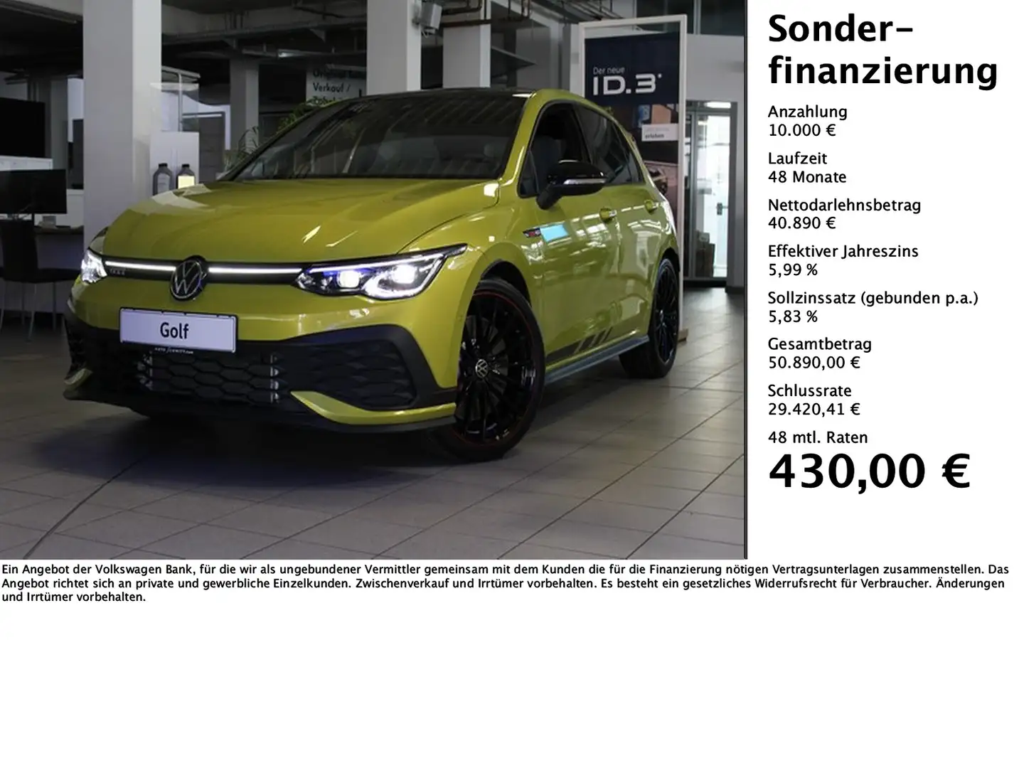 Volkswagen Golf GTI Clubsport 2.0 TSI DSG LED+PANO+KAMERA Galben - 1
