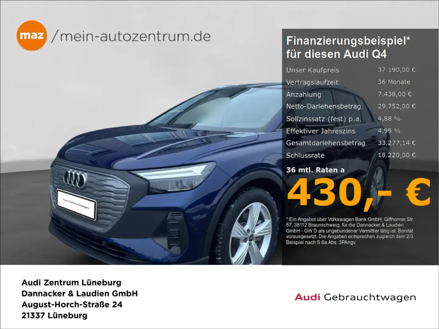 Audi Q4 e-tron 45 quattro Alu LED Navi App-Connect ACC Sitzh. Blau - 1