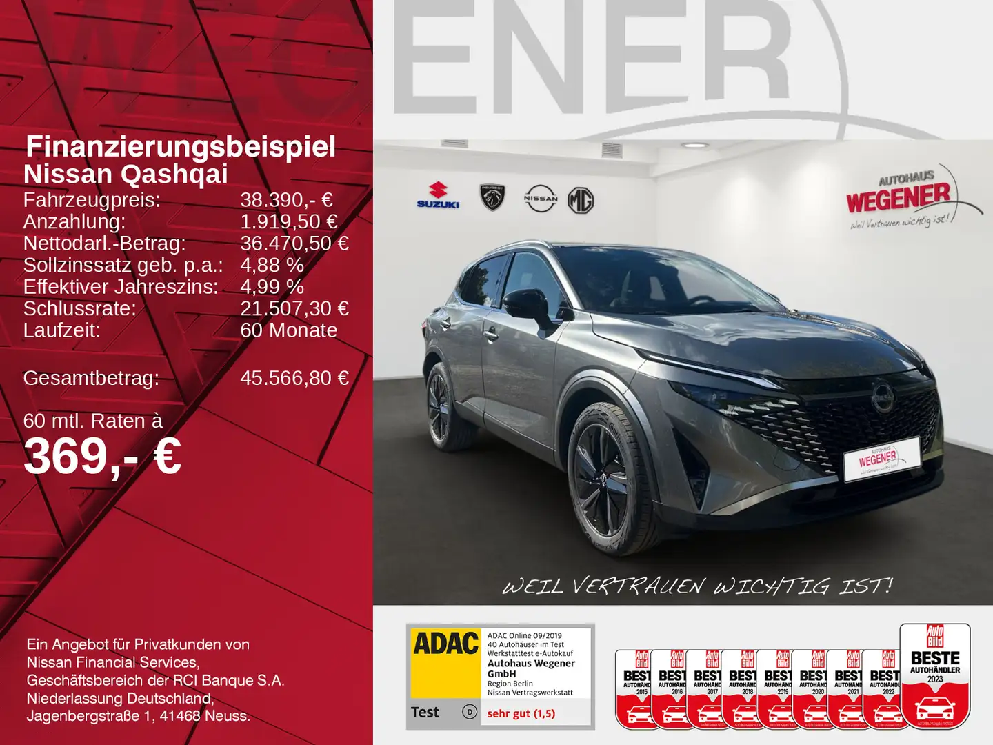 Nissan Qashqai QASHQAI TEKNA 1.3 DIG-T LED NAVI PANO 360° WINTE Grau - 2