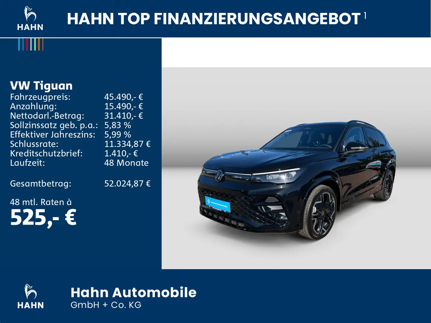 Volkswagen Tiguan 2.0TDI DSG R-Line Black Style AHK LED+ Schwarz - 2