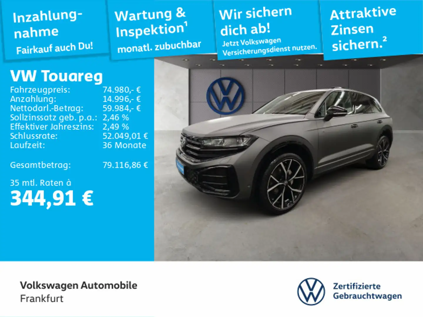 Volkswagen Touareg 3.0 V6 TDI 4Motion Navi Leder IQ.Light D Grau - 1