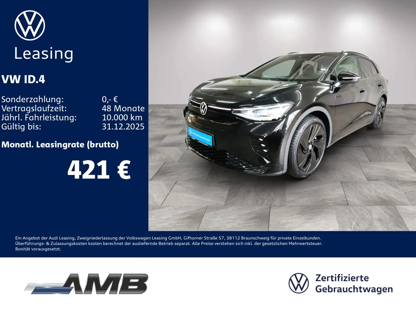 Volkswagen ID.4 GTX AHK/Matrix/HuD/Navi/Wärmepumpe/01.30Gar Schwarz - 1