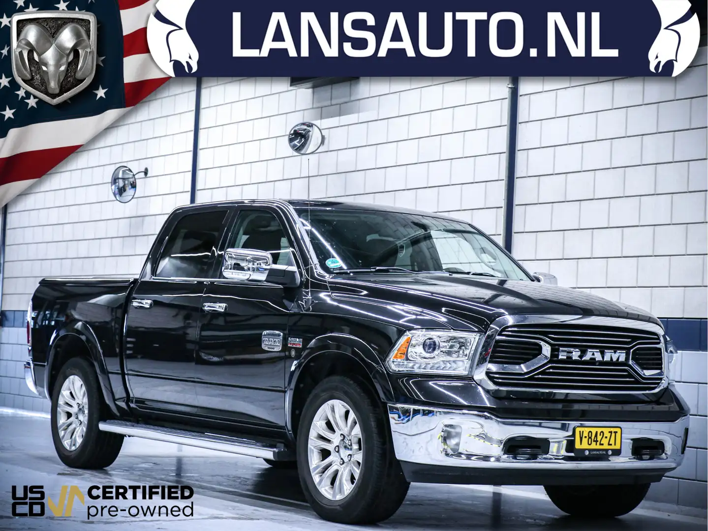 Dodge RAM 1500 5.7 V8 4x4 Crew Cab Longhorn | Luchtvering Black - 1