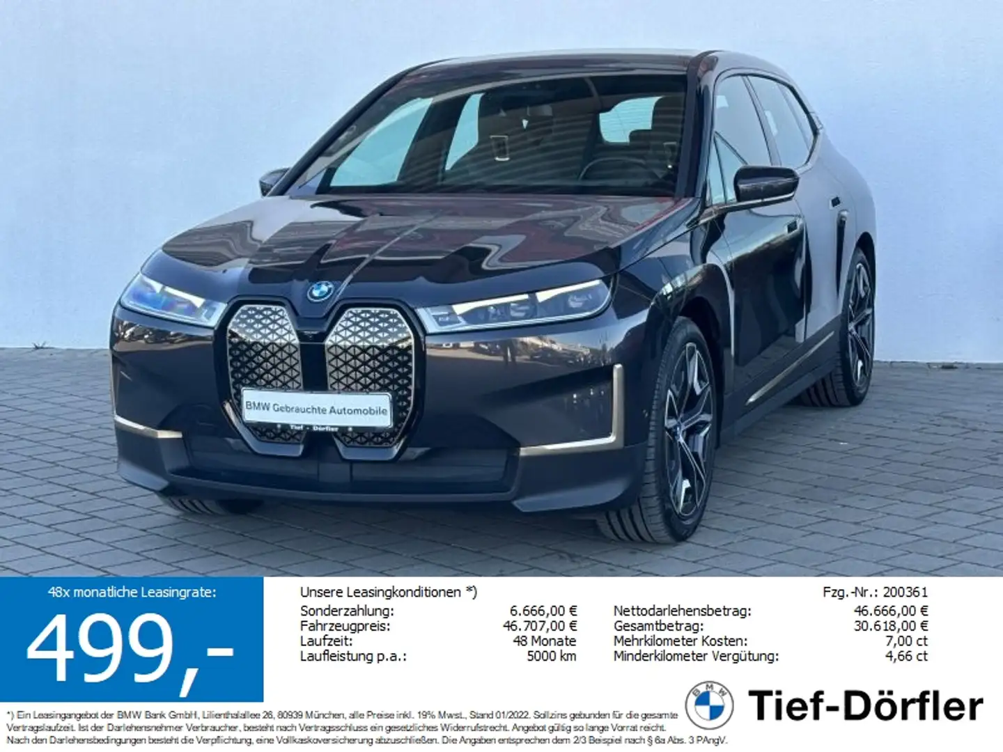 BMW iX xDrive40 Leasing mtl.499€/AHK/LASER/PANO-SKY Grau - 1