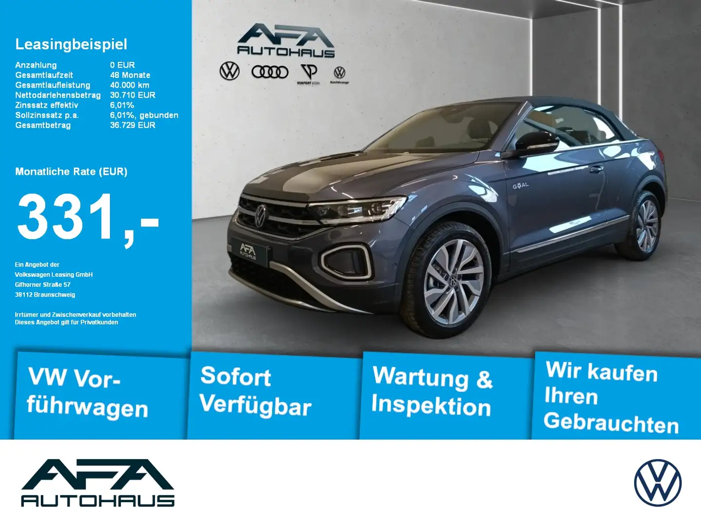 Volkswagen T-Roc Cabriolet 1.5 TSI GOAL DSG LED+*NAV*ACC*DC Schwarz - 1