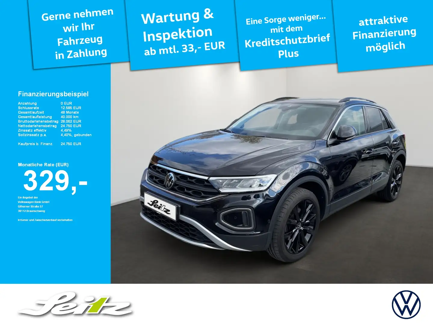 Volkswagen T-Roc 2.0 TDI DSG Life *AHK*LED*KAMERA*NAVI* Zwart - 1