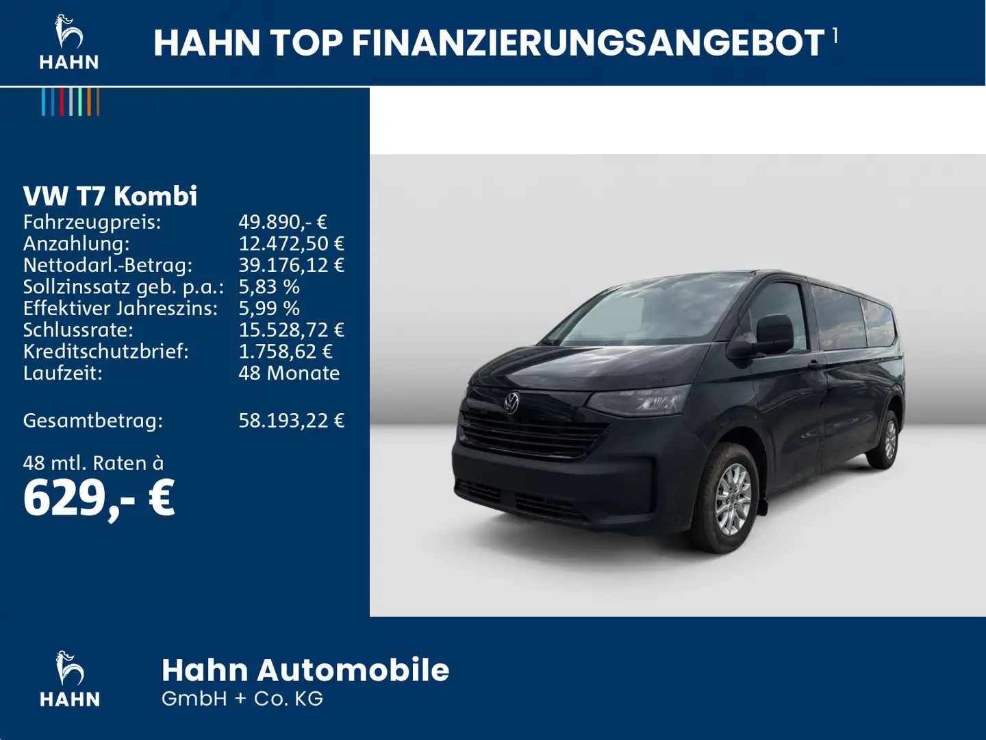Volkswagen T7 Kombi 2.0 TDI 4MOTION LR DSG AHK LED CAM PDC Negro - 2