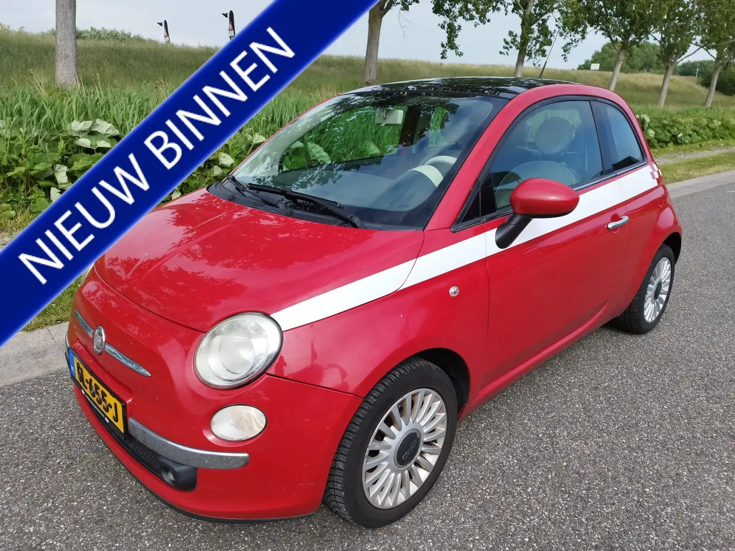 Fiat 500 1.2 Lounge ** Airco ** PANORAMADAK ** nw koppeling Rouge - 1