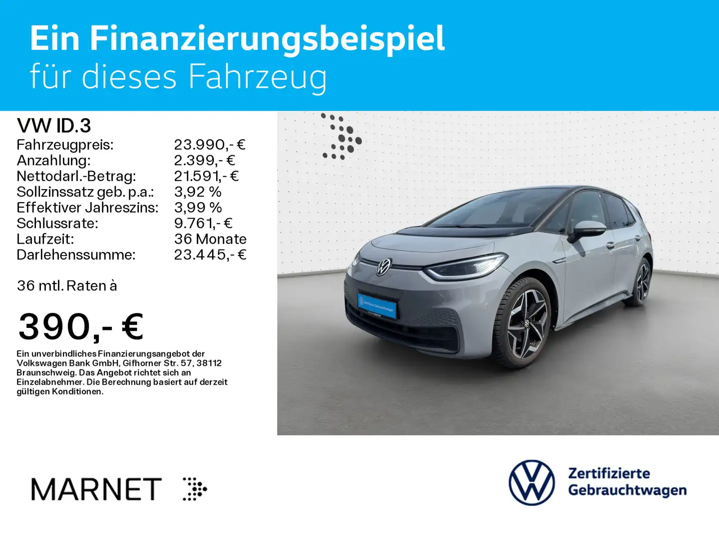 Volkswagen ID.3 Pro Performance Tech*62kWh*Navi*Pano* Kamer Gris - 2