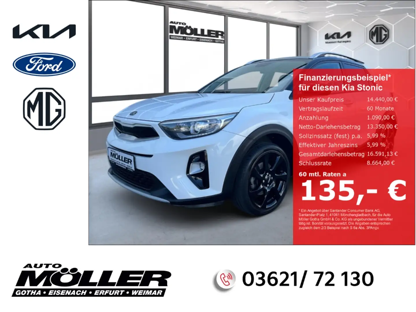 Kia Stonic Vision 1.2 Navi Klimaautom DAB SHZ LenkradHZG Weiß - 1