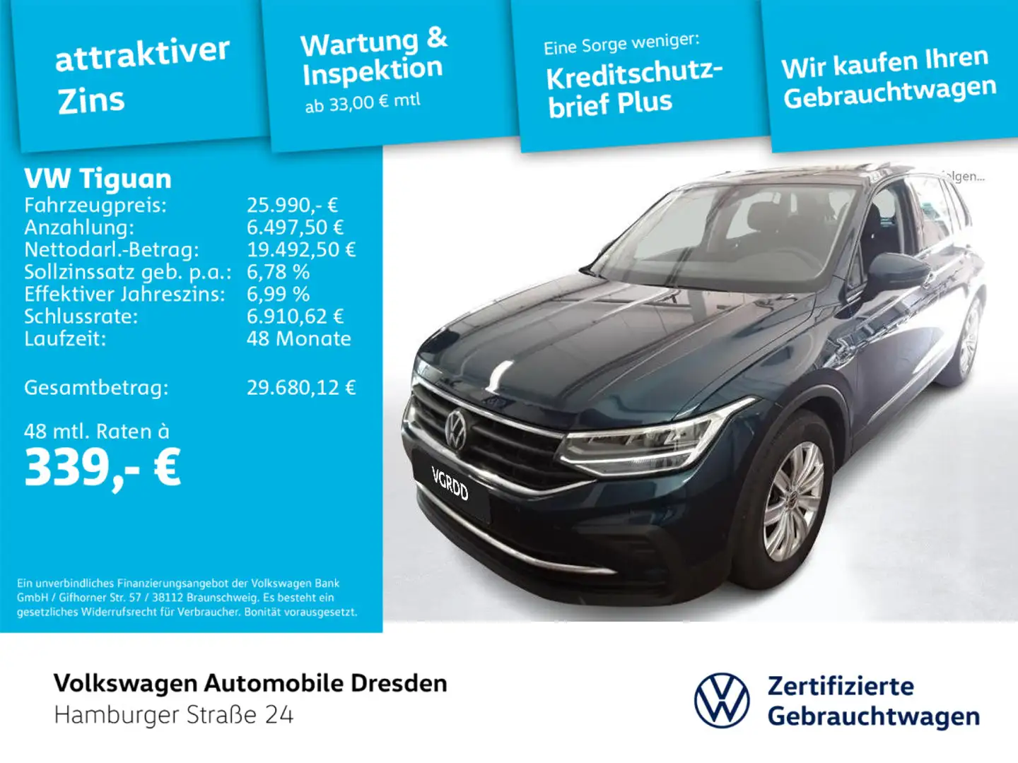 Volkswagen Tiguan Active 1.5 TSI LED AHZV APP NAVI TRAVEL Schwarz - 1