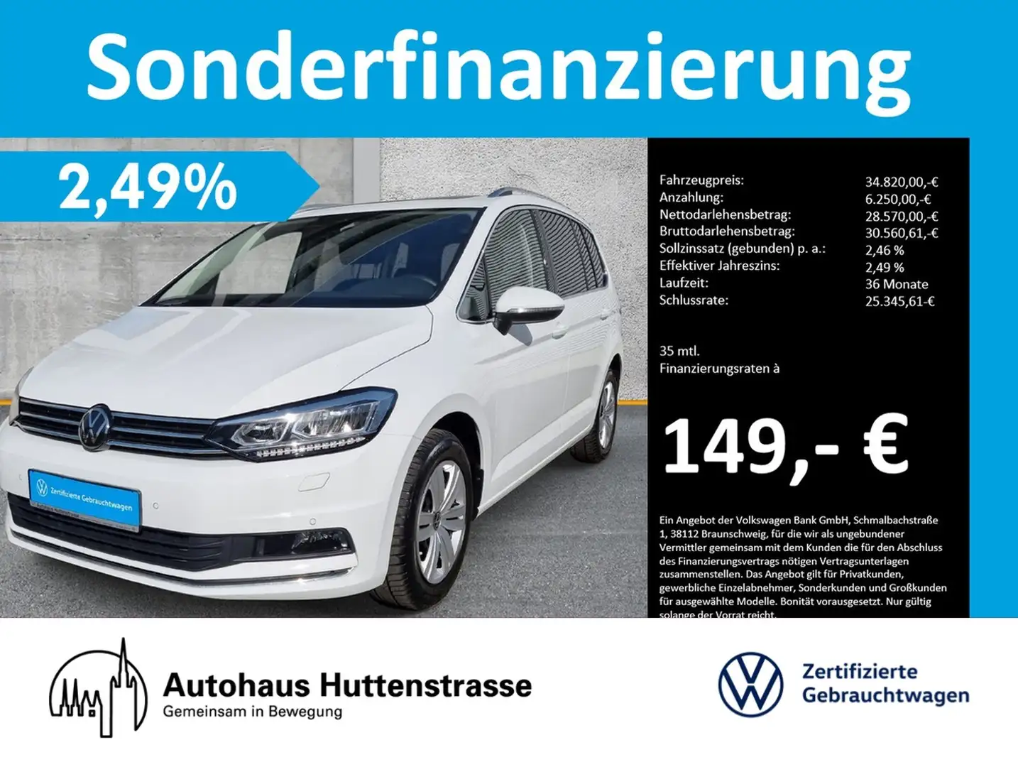 Volkswagen Touran 2.0 TDI DSG Highline LED PANO KAMERA AHK Weiß - 1