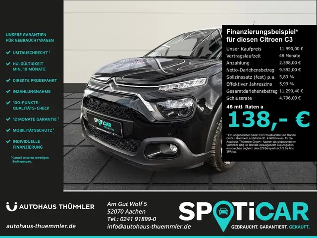 Citroen C3 Shine Pack 1.2 PureTech 82 EU6d Navi Apple CarPlay