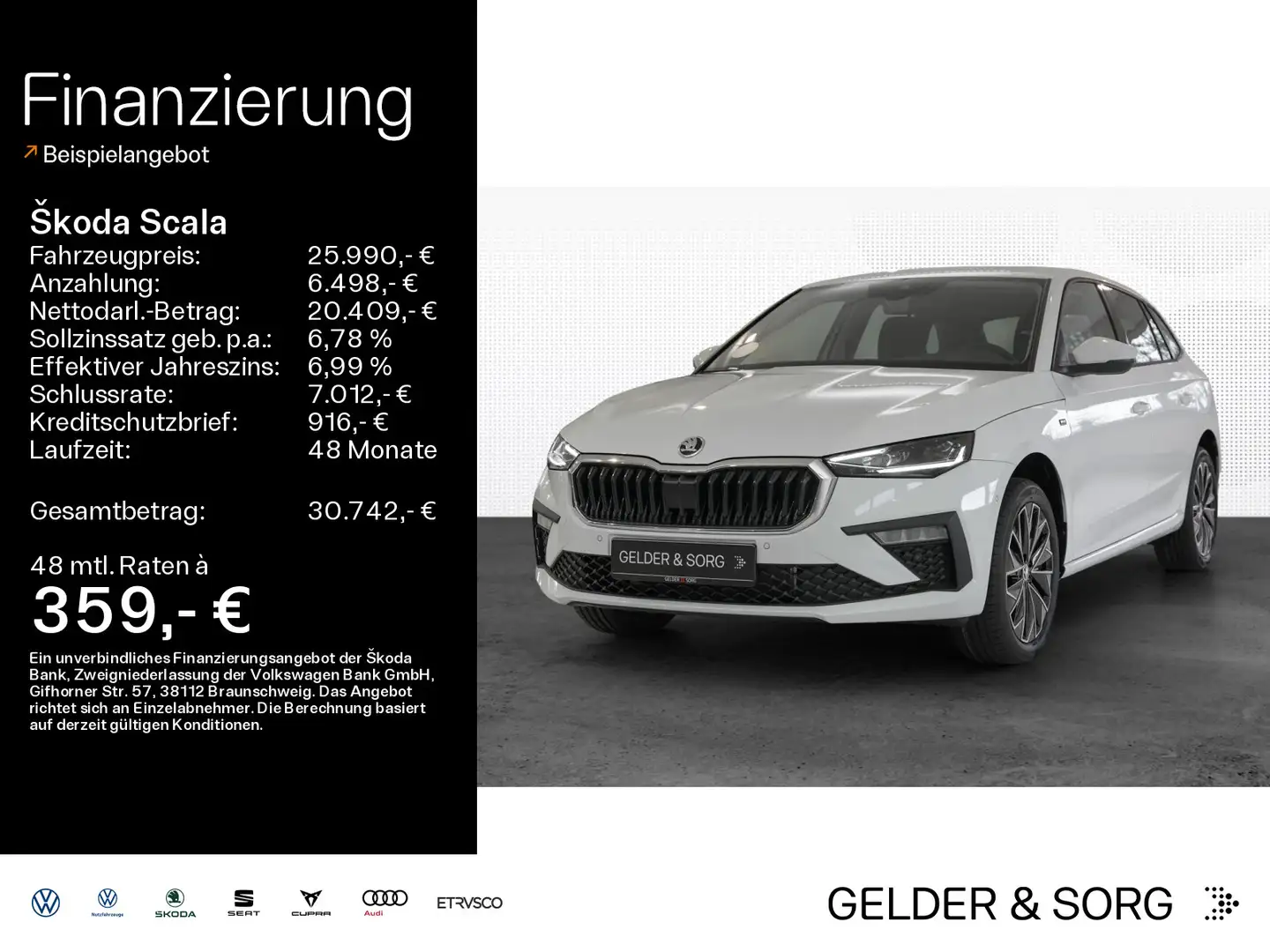 Skoda Scala Drive 1.0 TSI NAVI*MATRIX*RFK*ACC*AHK Weiß - 1