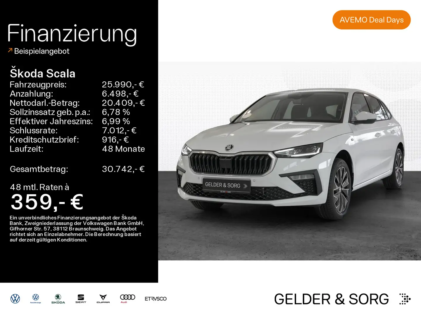 Skoda Scala Drive 1.0 TSI NAVI*MATRIX*RFK*ACC*AHK Blanc - 1