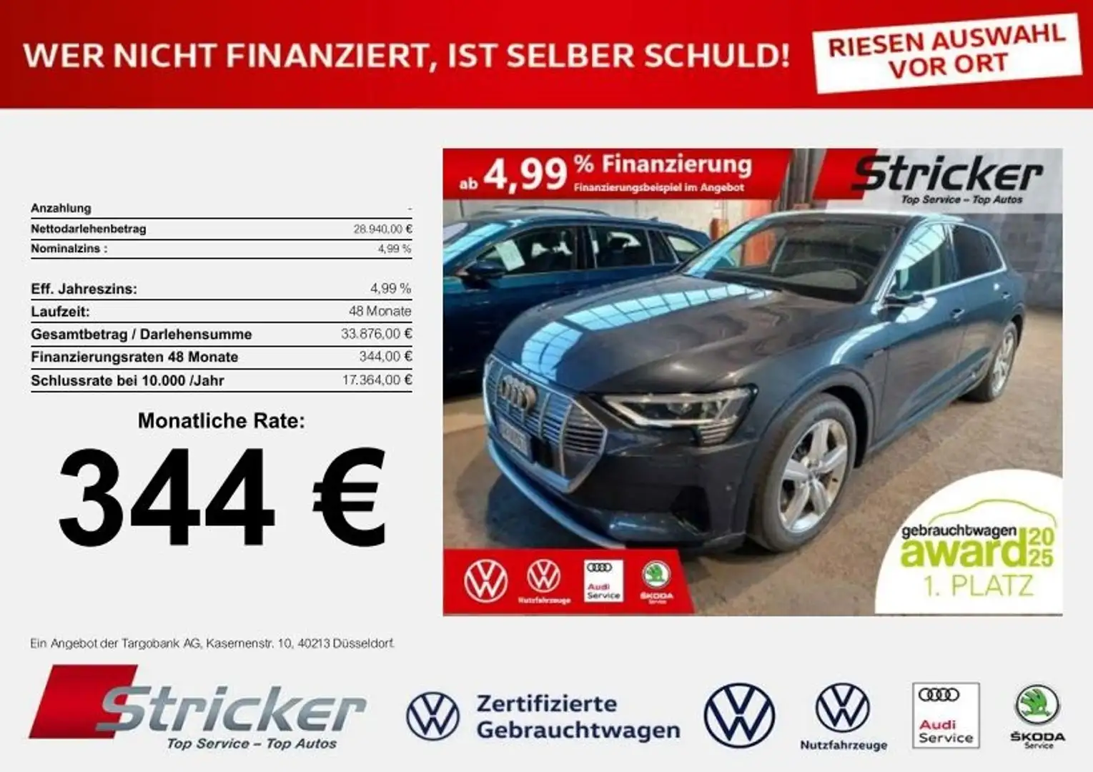 Audi e-tron 50 quattro advanced 344,-ohne Anzahlung Pano Lede Silber - 1