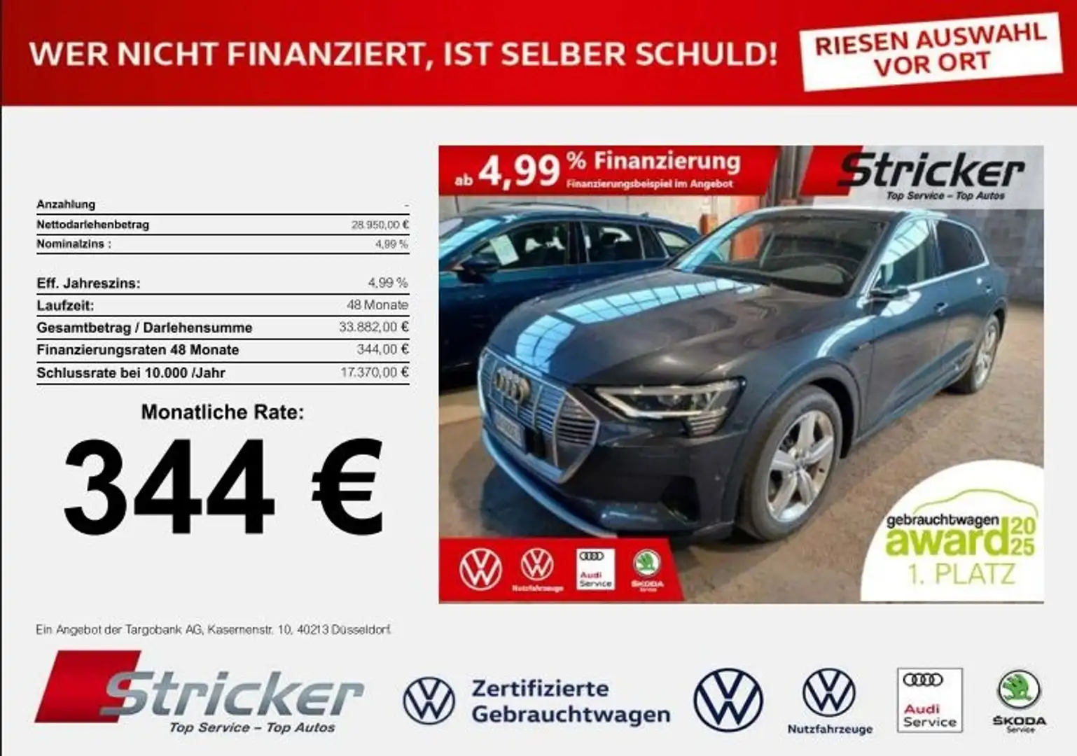Audi e-tron 50 quattro advanced 344,-ohne Anzahlung Pano Lede Silber - 2