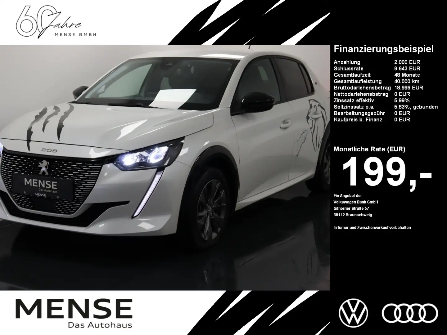 Peugeot e-208 Allure Pack |KAM Weiß - 1