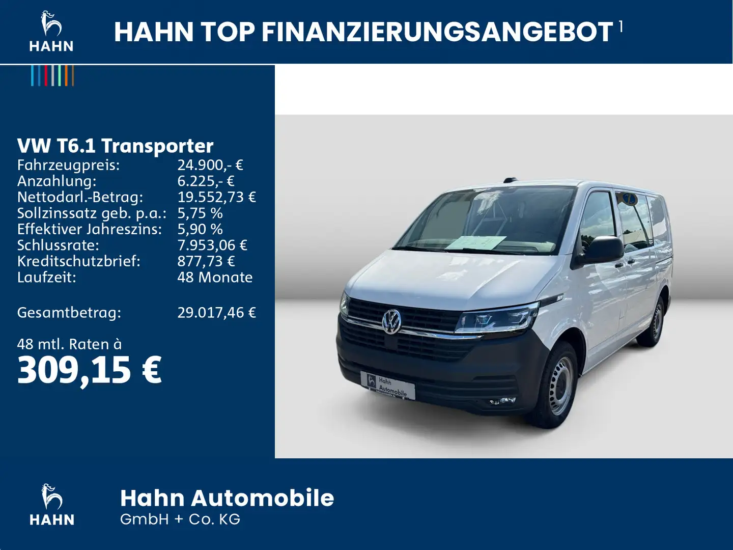 Volkswagen T6.1 Transporter Kasten LED PDC/Kamera Sitzheizu Weiß - 2