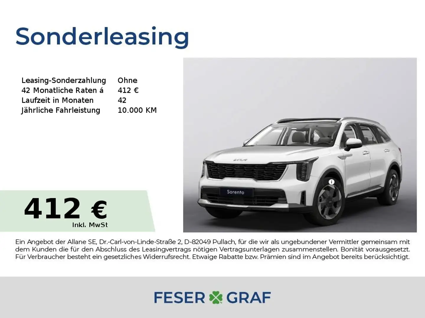 Kia Sorento 1.6t-GDI HEV 2WD Vision Navi Keyless Bestellfzg. Weiß - 1