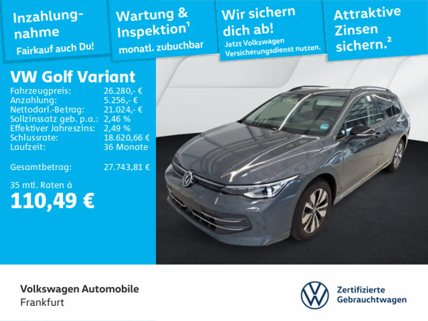 Volkswagen Golf Variant Golf VIII Variant 1.5 TSI Goal Navi LEDPlus DAB+ Grau - 1
