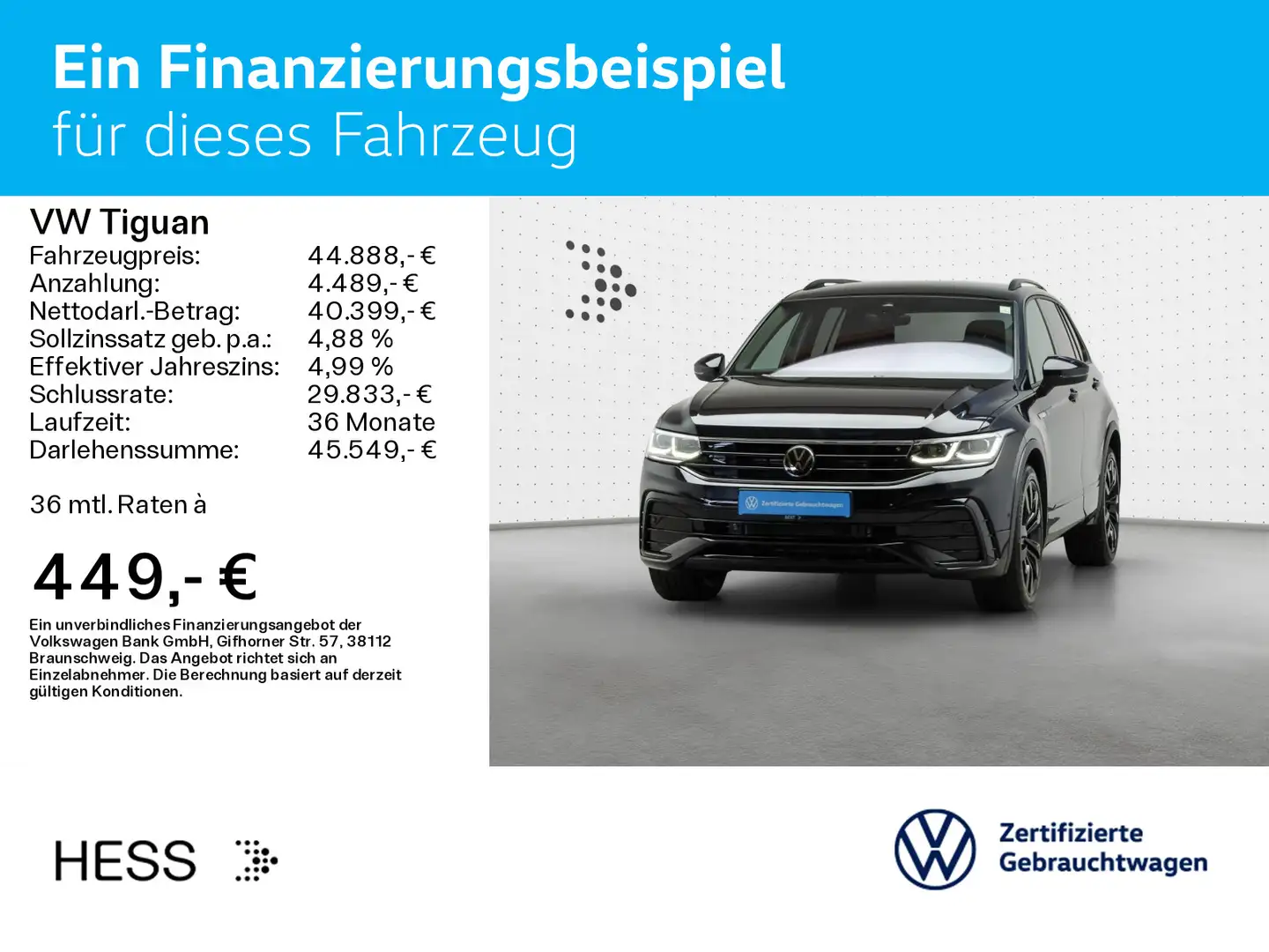 Volkswagen Tiguan R-Line Black Style 2.0 TDI 4M*HUD*IQ Driv Schwarz - 2