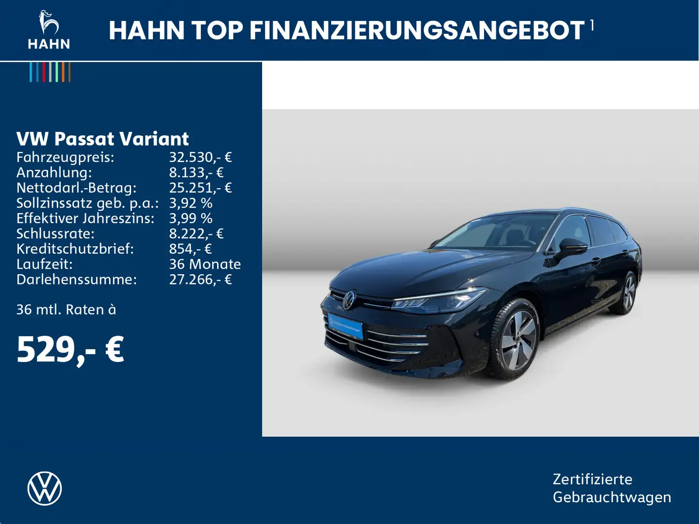 Volkswagen Passat Variant 1.5TSI DSG Business Area AHK Navi Schwarz - 2