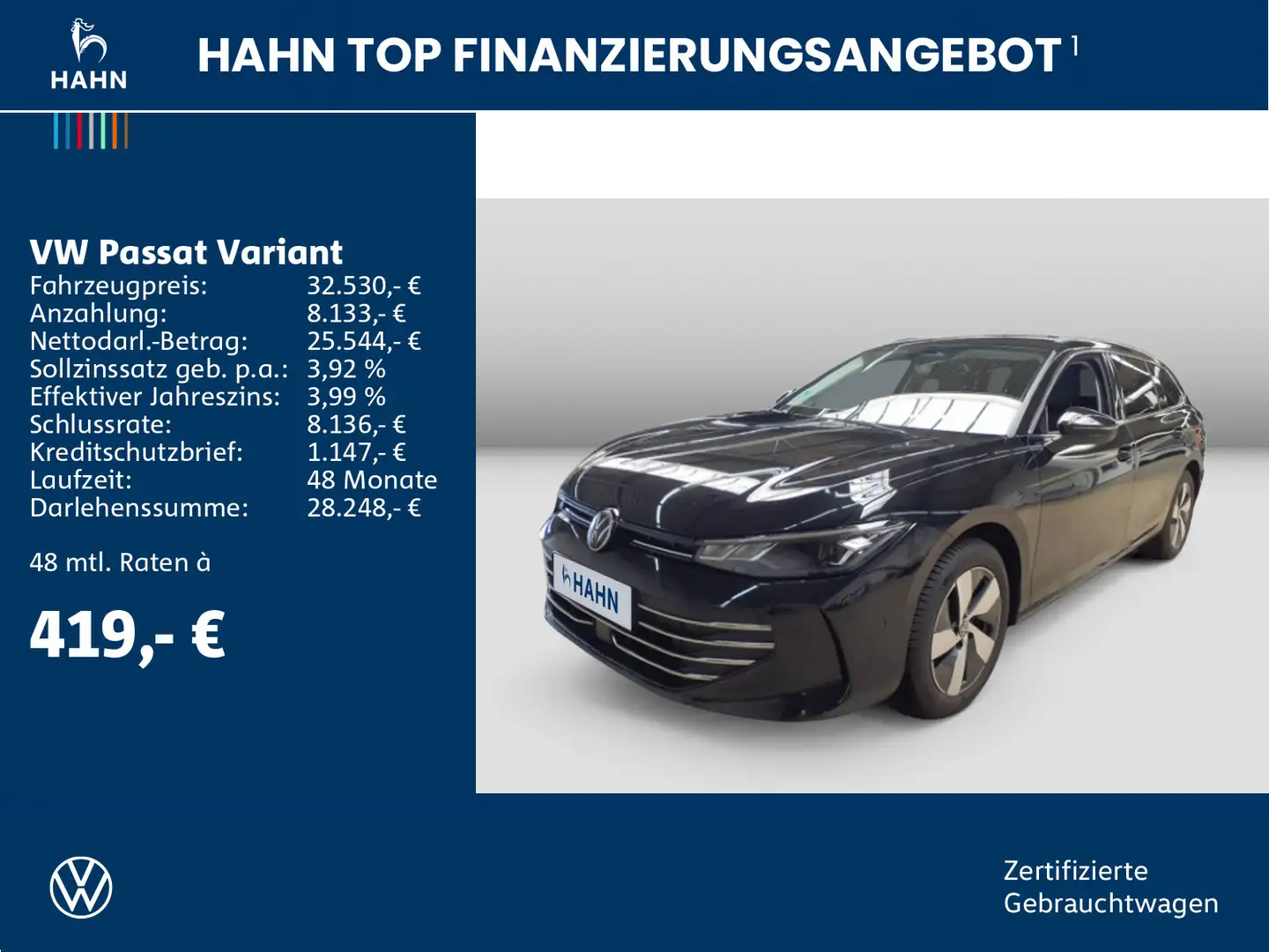 Volkswagen Passat Variant 1.5TSI DSG Business Area AHK Navi Schwarz - 2