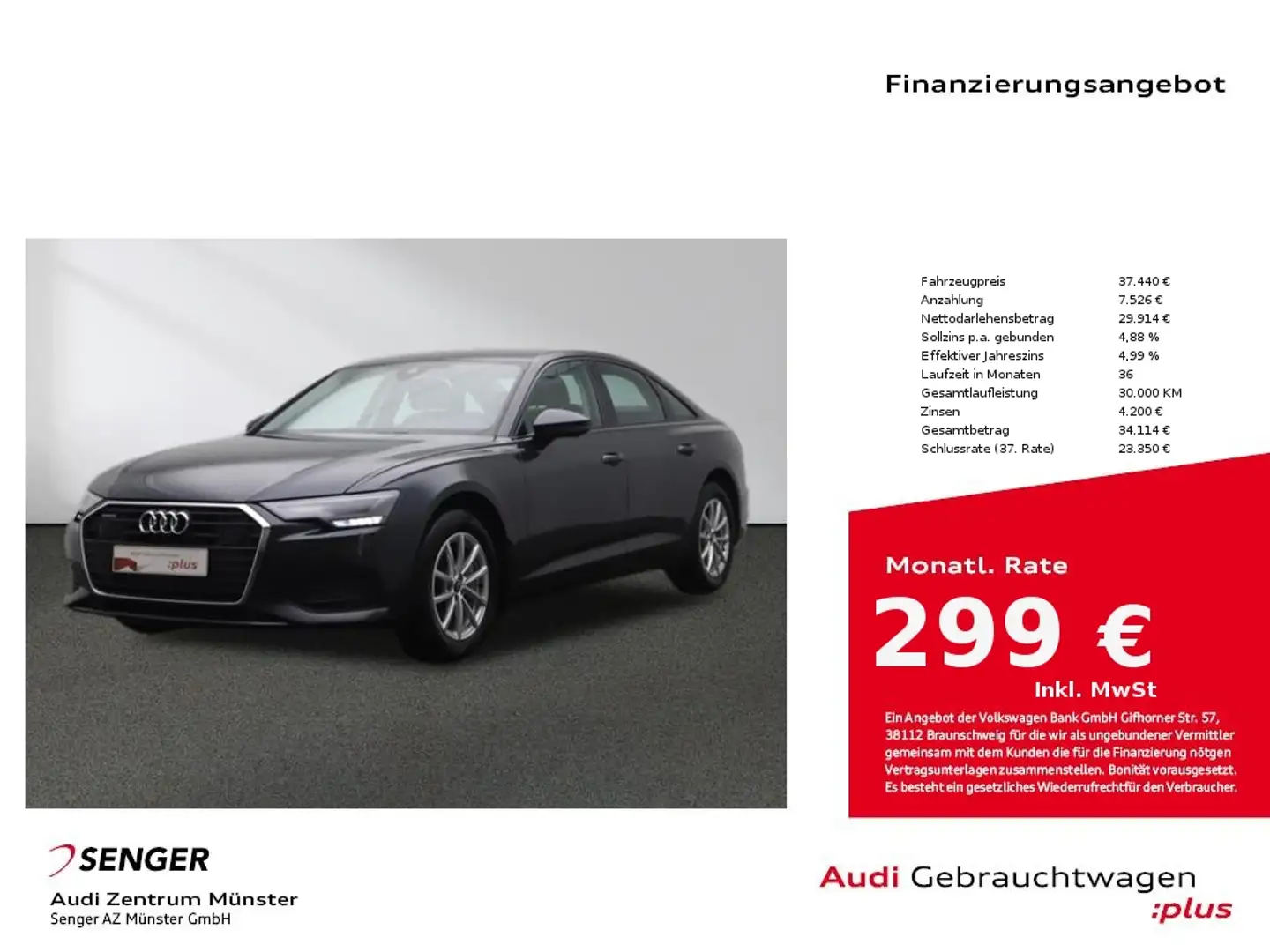 Audi A6 45 TDI quattro S tronic MMI LED Touchscreen Grau - 1