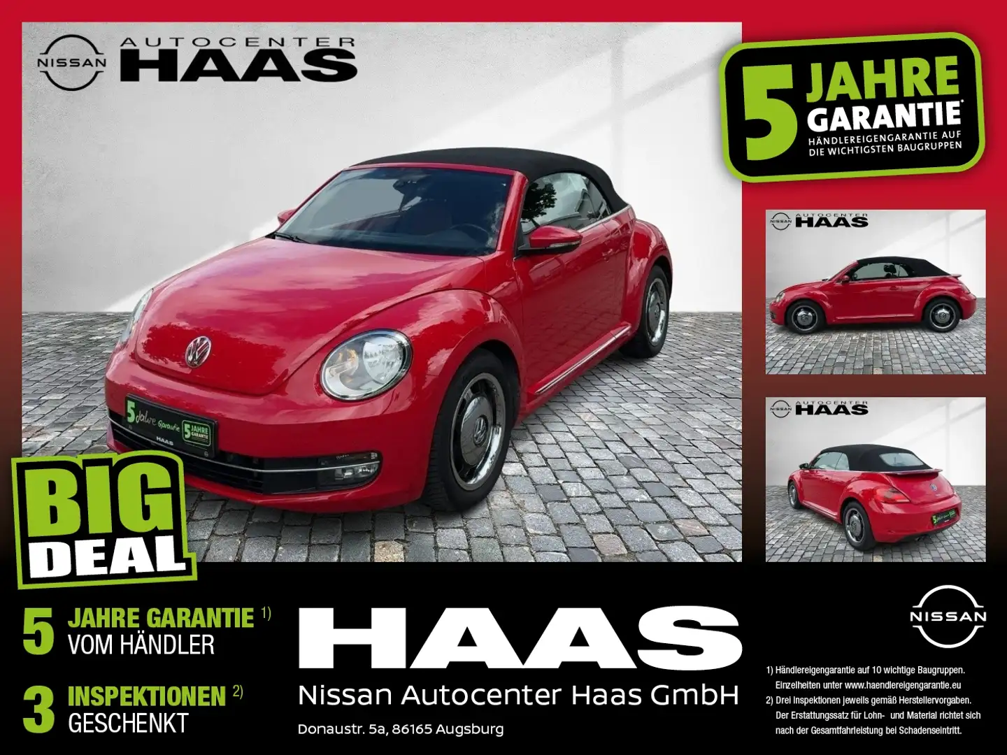 Volkswagen Käfer Beetle Cabrio Automatik*RETRO*Navi Rood - 1