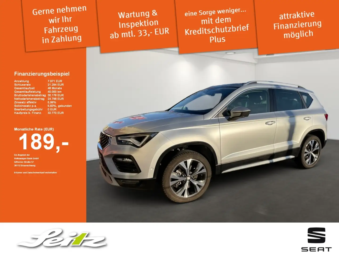 SEAT Ateca 2.0 TDI DSG Xperience AHK. LED. Rückfahrkamera. Na Gris - 1