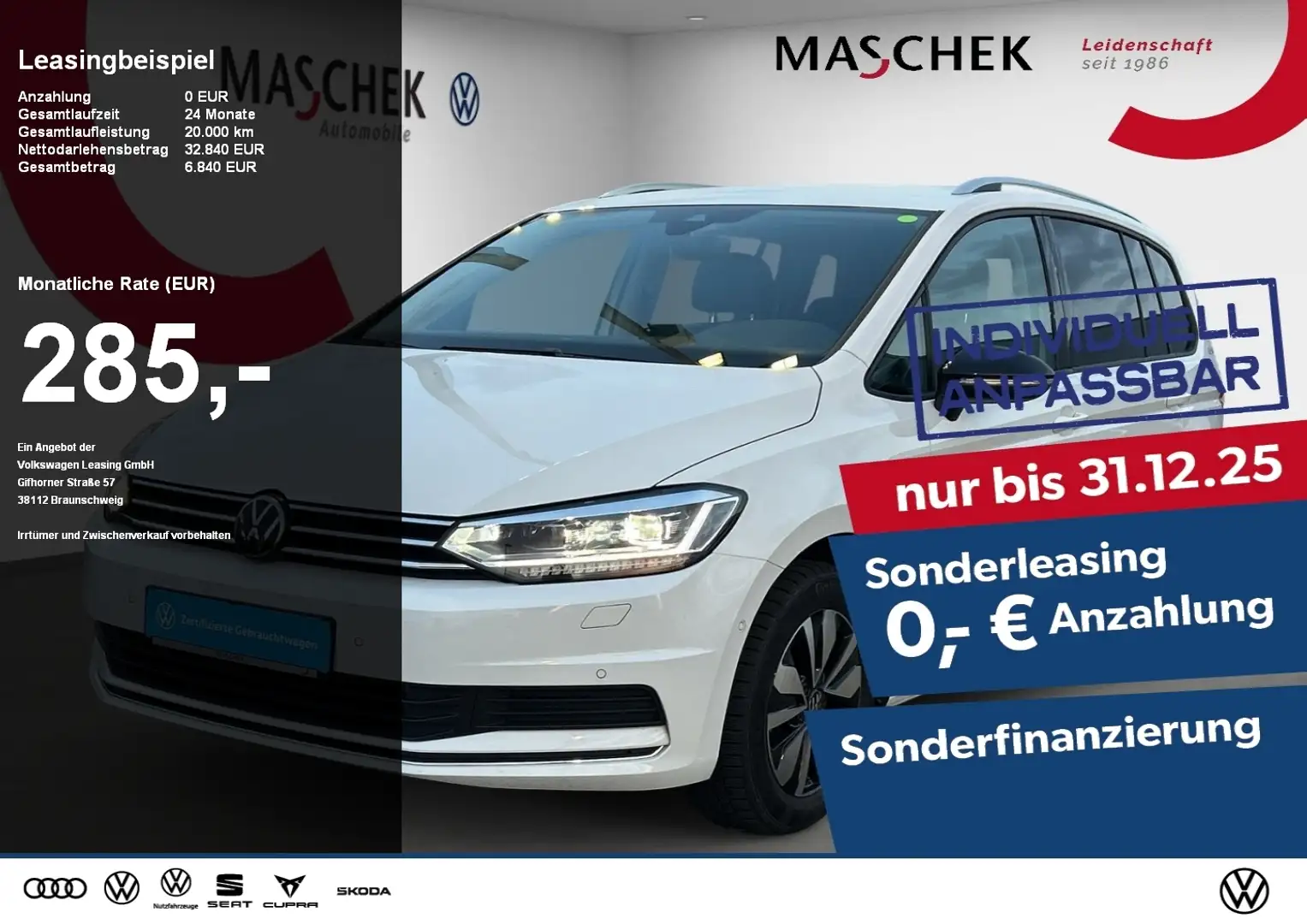 Volkswagen Touran Goal 1.5 TSI 7-Sitze Navi AHK Sitzh. IQLight Weiß - 1