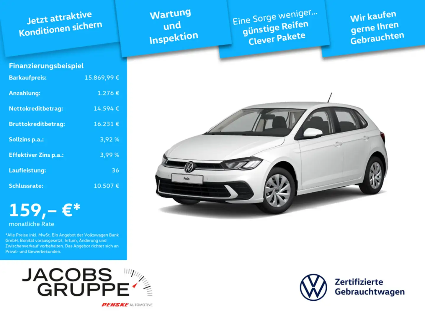 Volkswagen Polo 1.0 TSI Life Navi*Klima*PDC*LED Life Blanc - 1